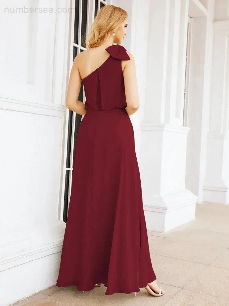 ZapDress Chiffon Ruffled One Shoulder Sleeveless Long Bride Dresses A-line Formal Evening Gown Side Split 28057 (ZD17041)