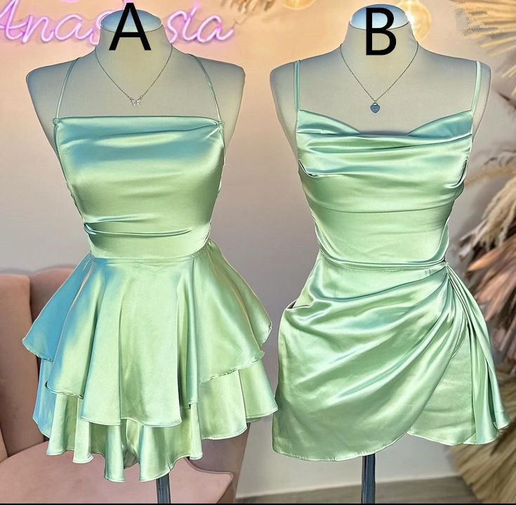 Sage Green Short Homecoming Dress Birthday Party Gown fg6903 - View 2 | VelvetHem