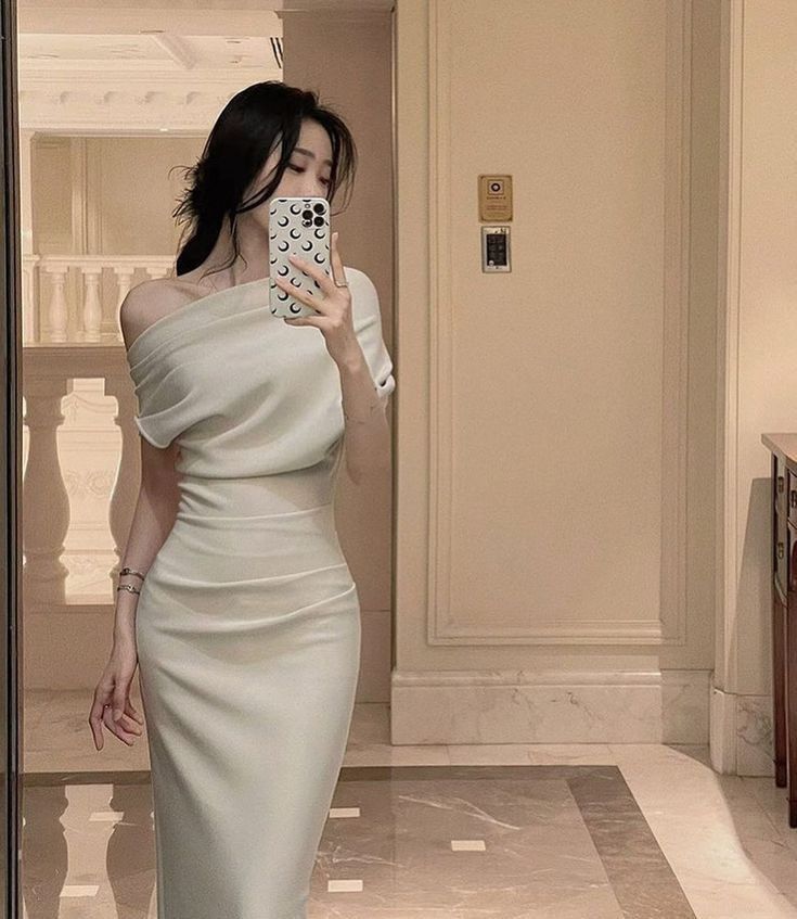 Asymmetric stretch pleated dress Women Evening dress fashion party dress - FashionDia