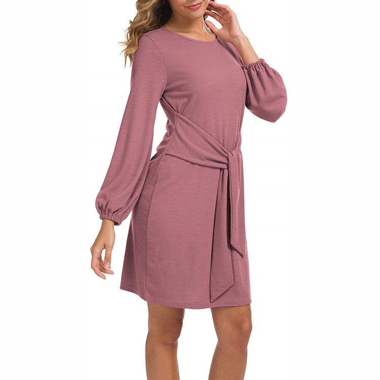 Mithra Tie Front Knit Dress Dusty Pink