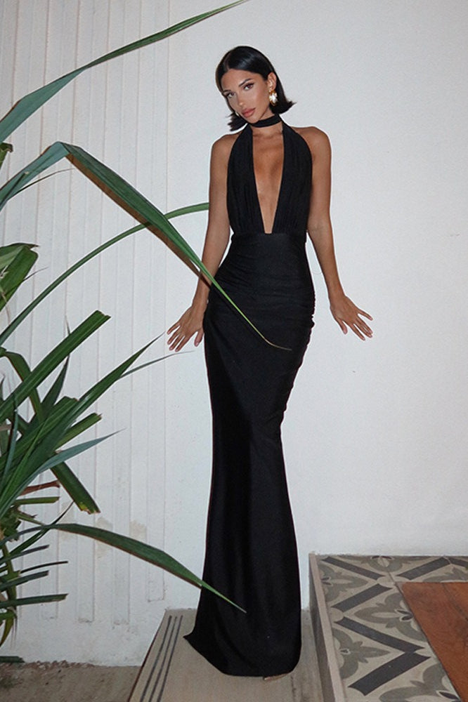 Backless Slit Maxi Dress