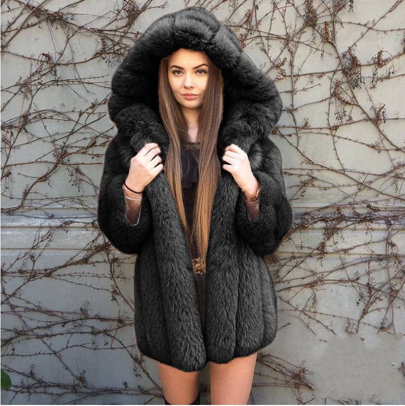 DressBetty - Trendy Style Large Hat Warm-keeping Coat Winter Fox Fur - VelvetHem