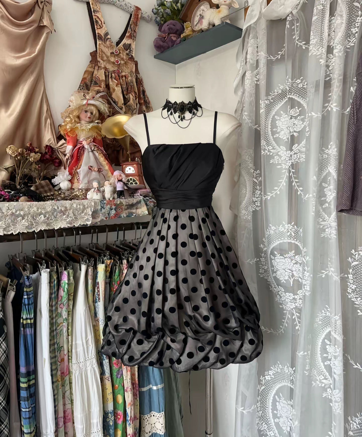 Spaghetti Straps A-Line Homecoming Dress Polka Dots Short Prom Dress