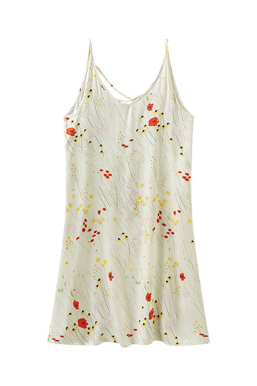 Emilia Boutique Printed Camisole Dress with Crossed Straps At the Back Chic Silhouette Collection