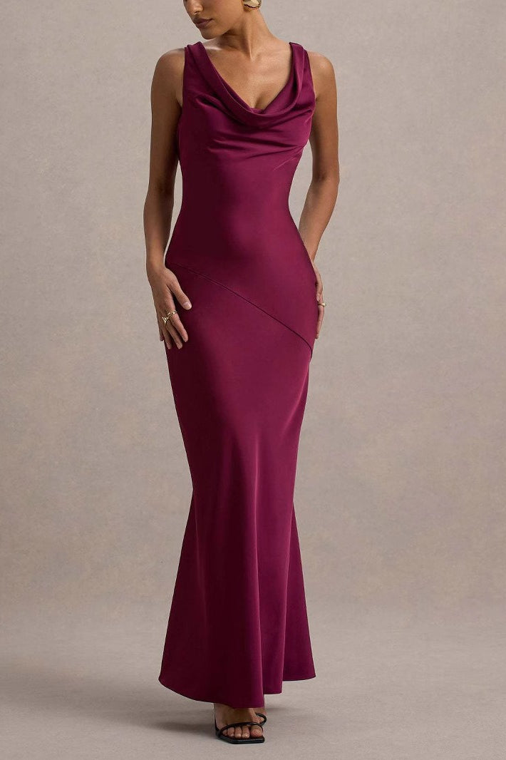 Fishtail Satin Silk Dress - View 3 | VelvetHem