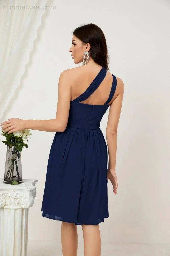 ZapDress Women Chiffon Short One Shoulder Bridesmaid Dress Formal Dresses for Party Homecoming  2804 (ZD16948)