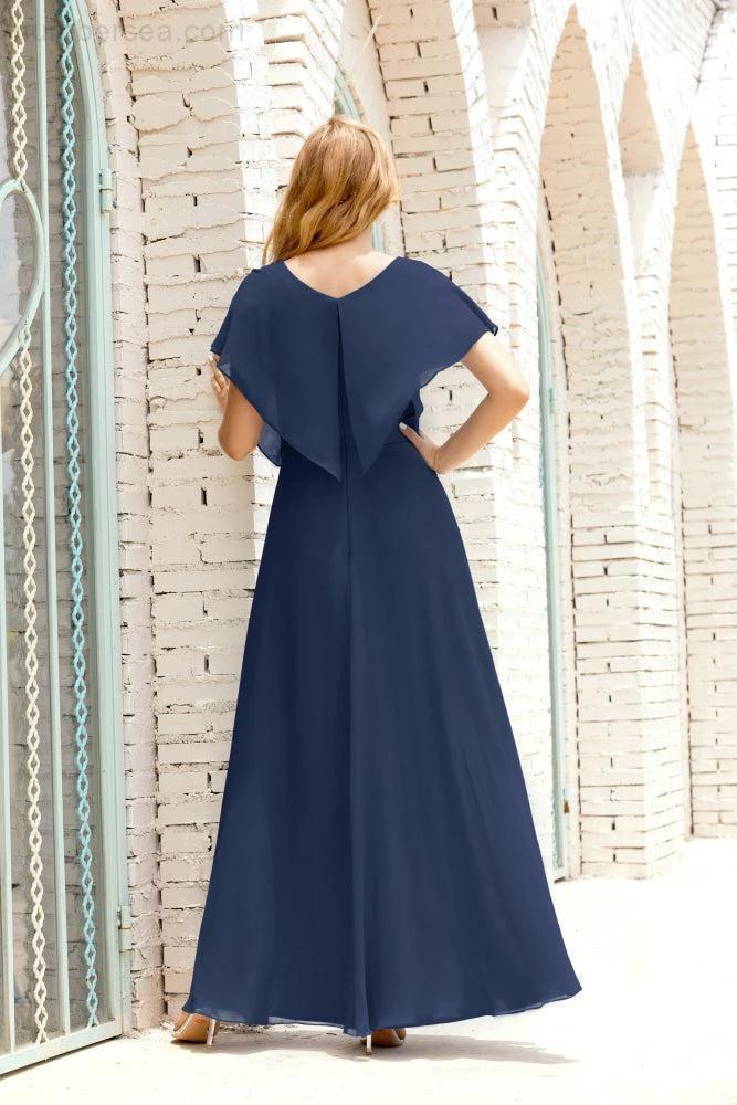 Zapdress Mother of The Bride Dresses Plus Size V-Neck Floor Length Formal Prom Dress for Wedding Guest 28020 (ZD17058)