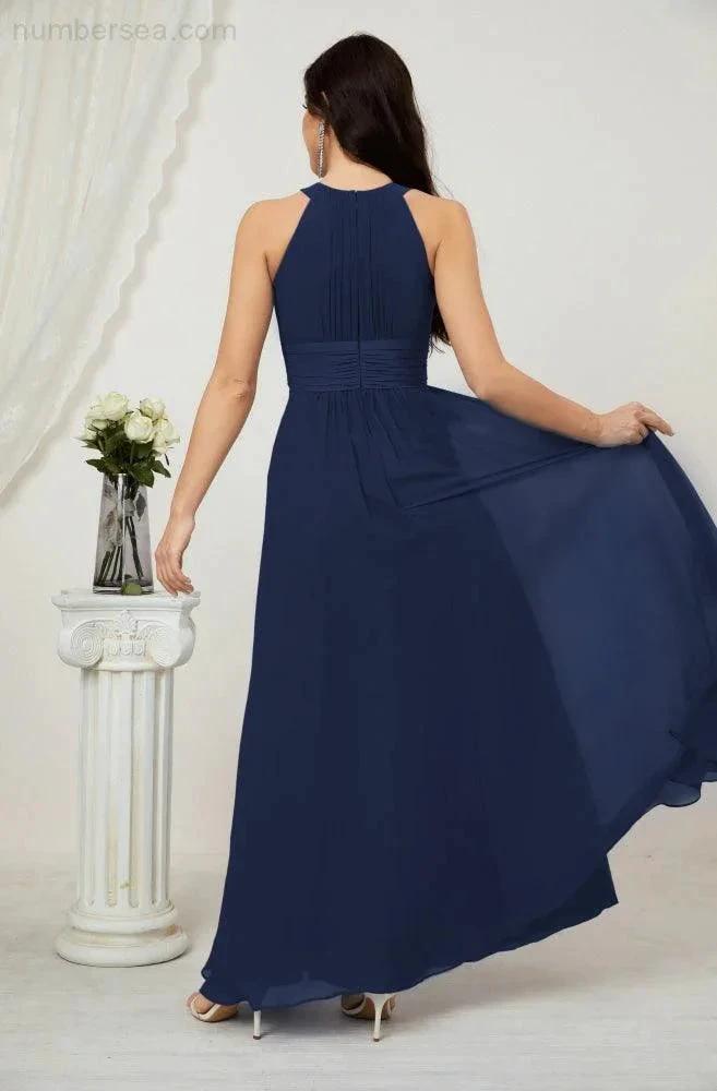 ZapDress Formal Party Gown Dress Chiffon Halter Long Sleeveless Bridesmaid Dresses 2802 (ZD16960)