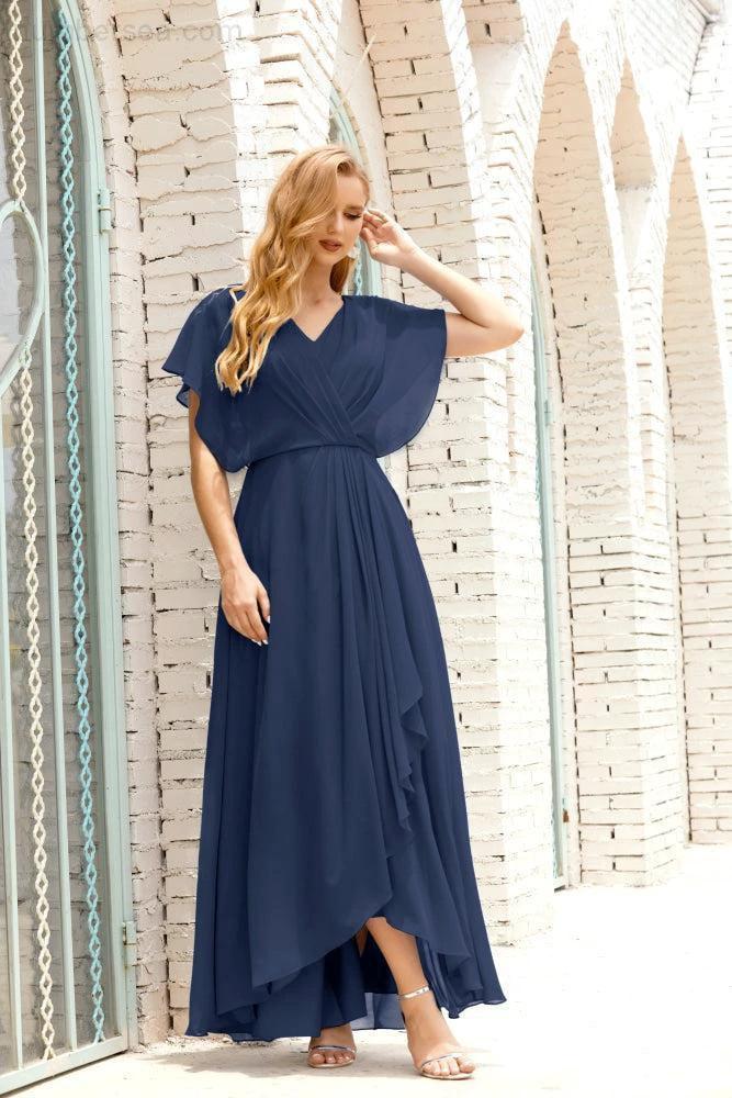 Zapdress Mother of The Bride Dresses Plus Size V-Neck Floor Length Formal Prom Dress for Wedding Guest 28020 (ZD17058)