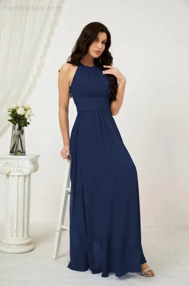 ZapDress Formal Party Gown Dress Chiffon Halter Long Sleeveless Bridesmaid Dresses 2802 (ZD16960)