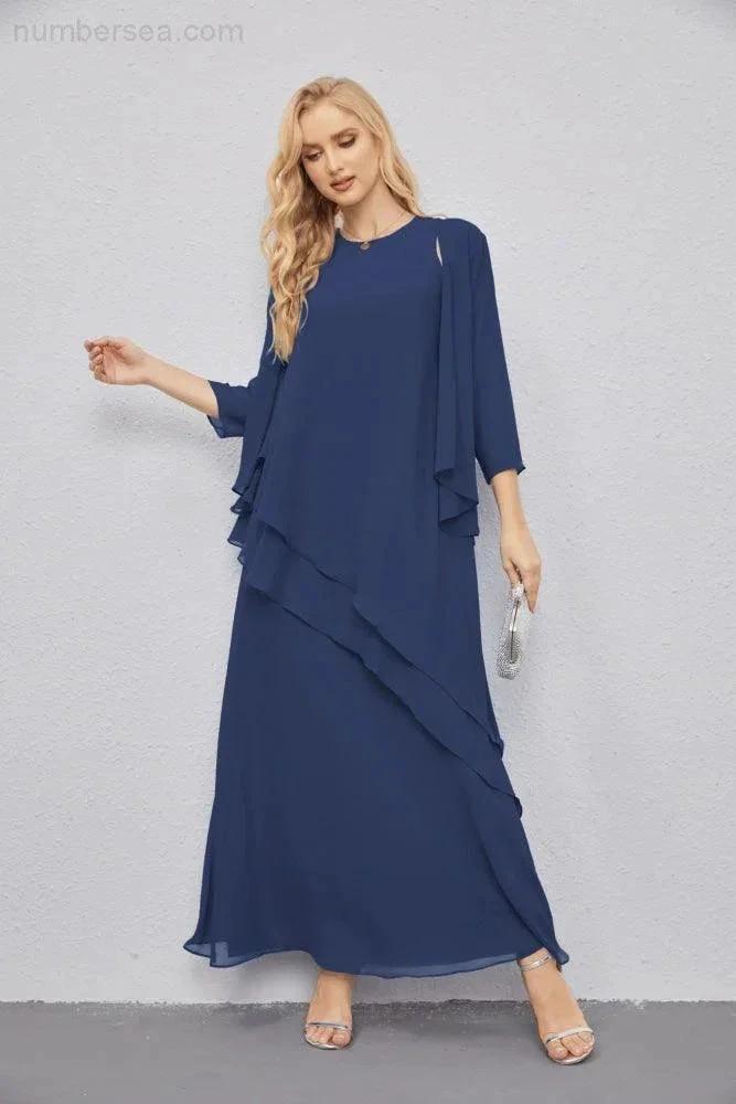 Mother of Bride Dresses with Open Front Lightweight Cardigan Formal Prom Gown  28081 (ZD16990)