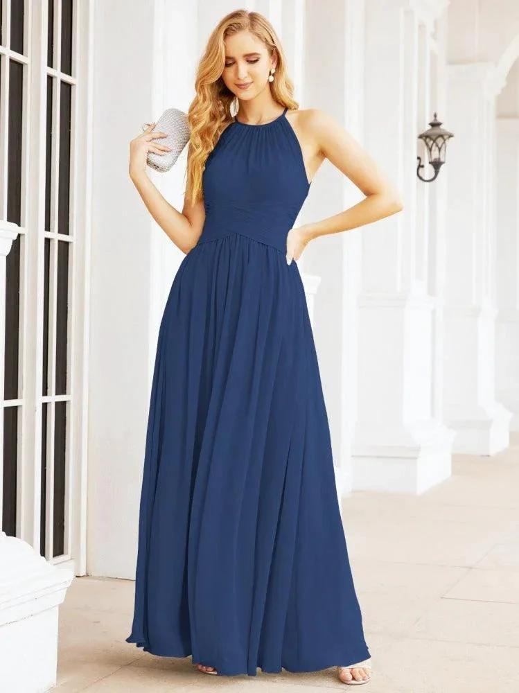 Numbersea Sleeveless Bridesmaid Dresses Long Prom Gown Zipper with Keyhole Back 28056 by numbersea