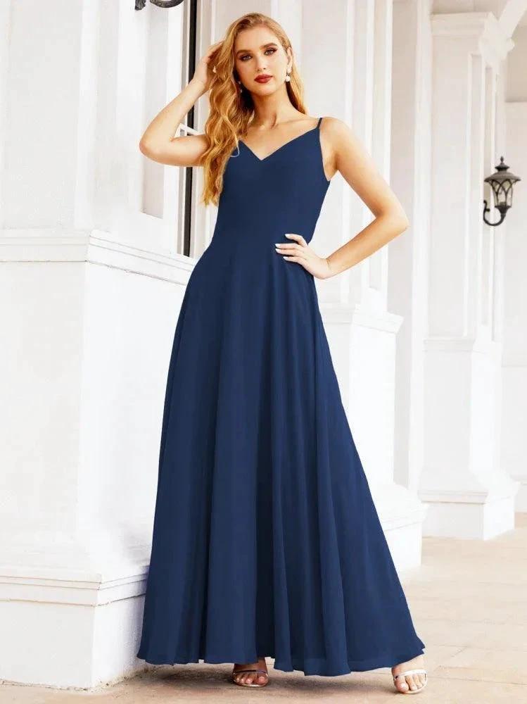 Numbersea Spaghetti Strap Bridesmaid Dresses V Neck Butterfly Back Fromal Evening Party Prom Gown 28036 by numbersea