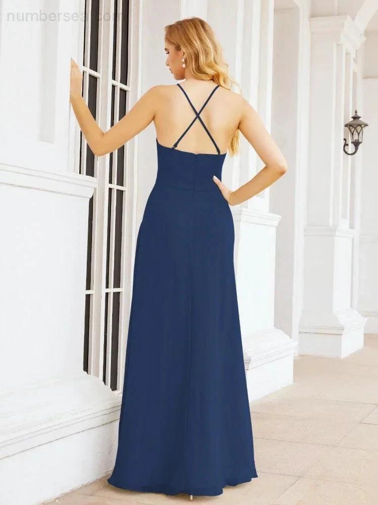 ZapDress Halter Bridesmaid Dresses with Pockets Sleeveless Formal Evening Party Prom Gowns  28055 (ZD17039)