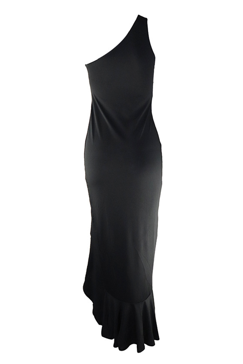 Elegant Solid Flounce Slit One Shoulder Evening Dress Dresses(8 Colors) - View 7 | VelvetHem