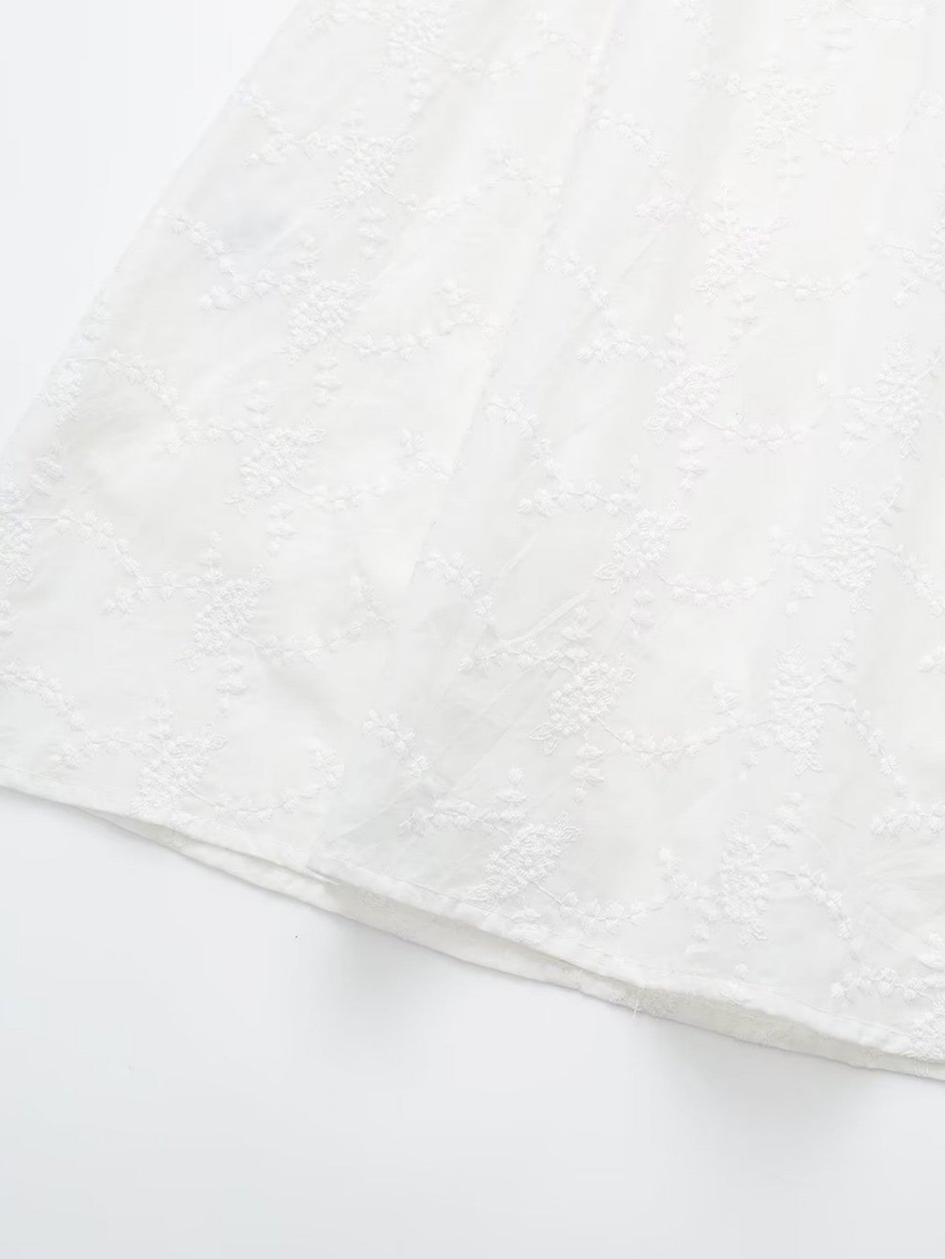 Short Puff Sleeves Cute White Aquare Collar Short Graduation Party Dress - Fashionpara