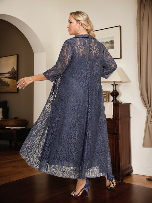A-line V-Neck Tea-Length Chiffon Mother of the Bride Dress