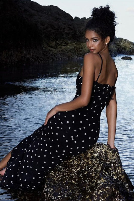 Elegant Polka Dot Slip Party Dress - View 4 | VelvetHem
