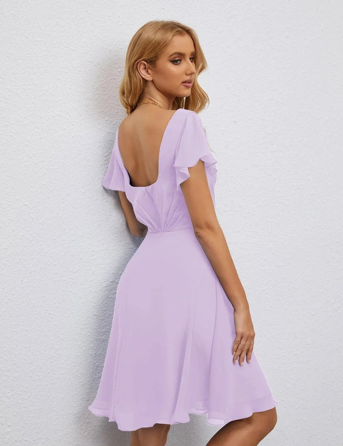 ZapDress U Back Homecoming Dress Formal Prom Dress Knee Length Short Sleeves Cocktail Party Dress 28077 (ZD16953)