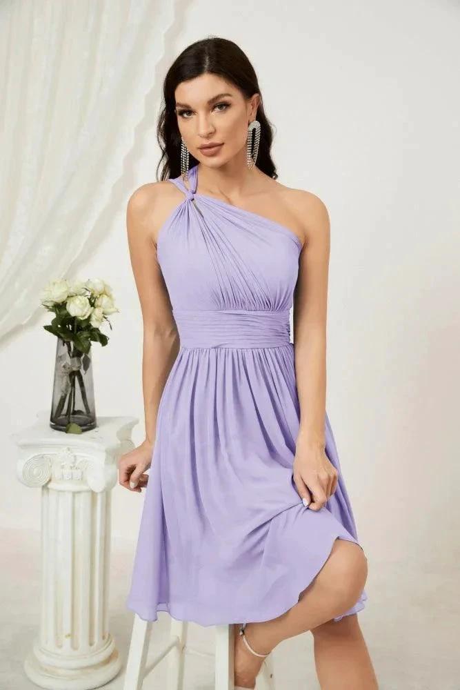 Numbersea Women Chiffon Short One Shoulder Bridesmaid Dress Formal Dresses for Party Homecoming 2804 by numbersea