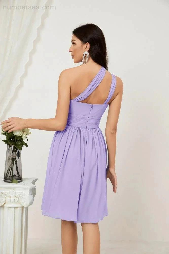 ZapDress Women Chiffon Short One Shoulder Bridesmaid Dress Formal Dresses for Party Homecoming  2804 (ZD16948)