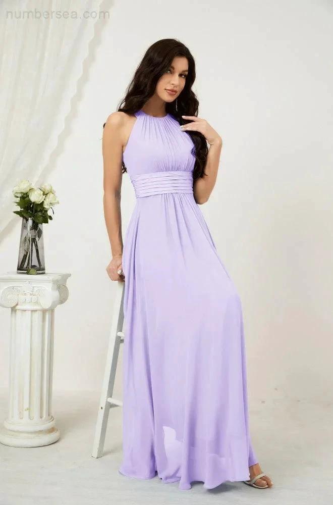 ZapDress Formal Party Gown Dress Chiffon Halter Long Sleeveless Bridesmaid Dresses 2802 (ZD16960)