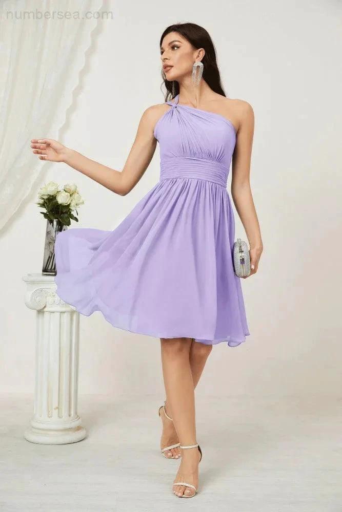 ZapDress Women Chiffon Short One Shoulder Bridesmaid Dress Formal Dresses for Party Homecoming  2804 (ZD16948)