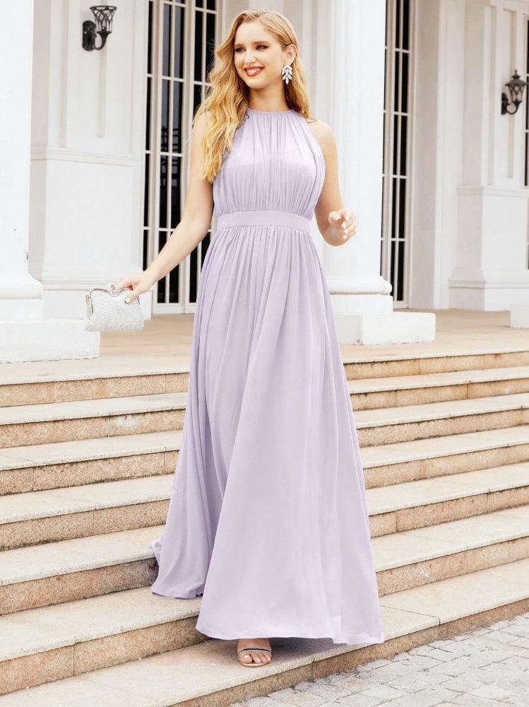 Numbersea Halter Bridesmaid Dress Empire Waist Formal Evening Prom Gown for Mother of The Bride 28030 by numbersea