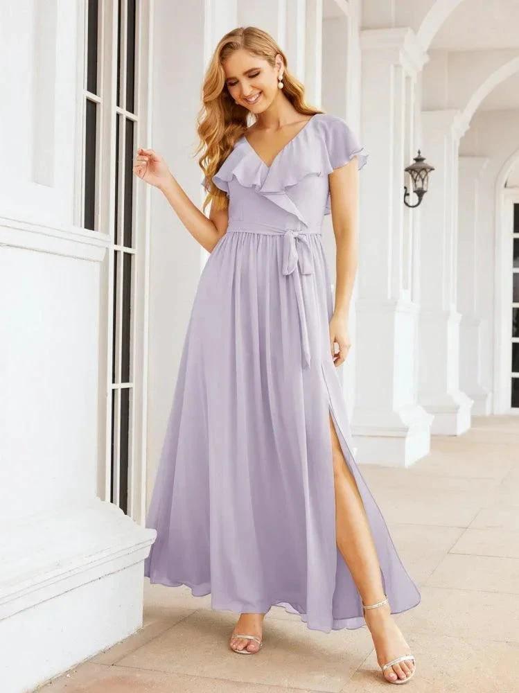 Bridesmaid Dresses with Flutter Sleeves Formal Evening Party Prom Gowns 28044 by numbersea