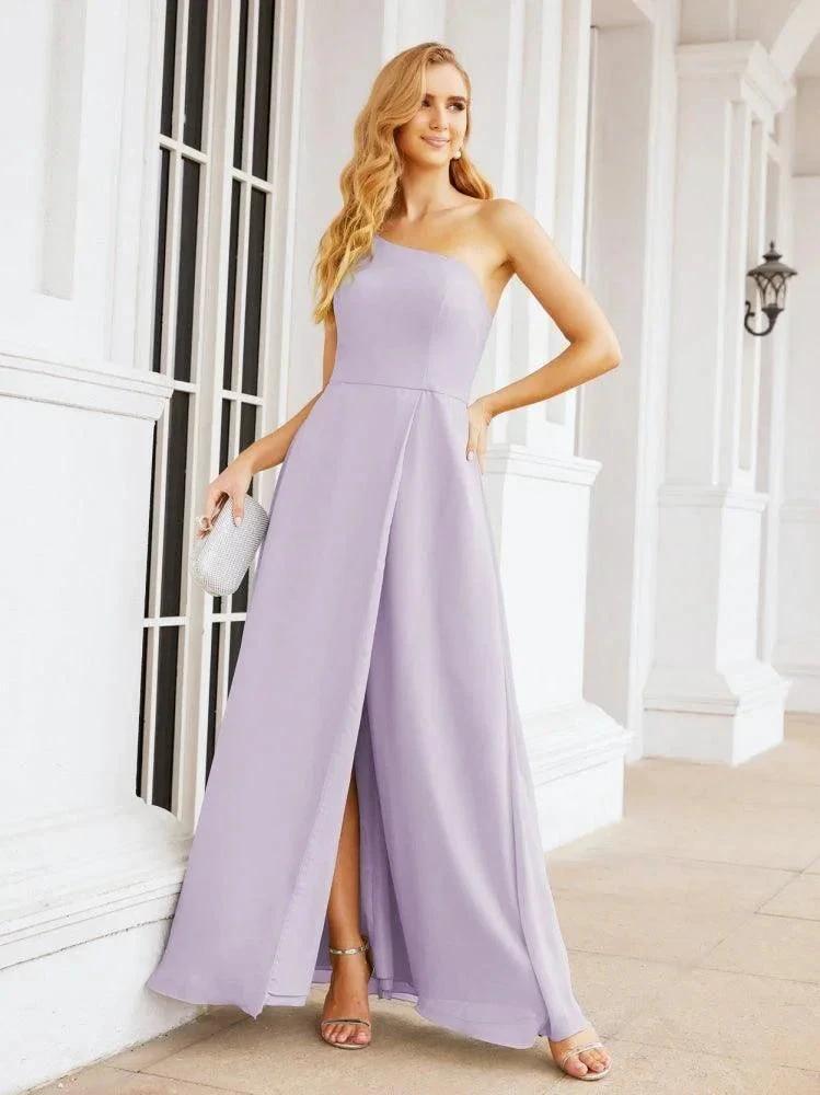 Numbersea Women's One Shoulder Formal Prom Gowns for Mother of The Bride Side Slit Bridesmaid Dresses 28052 by numbersea