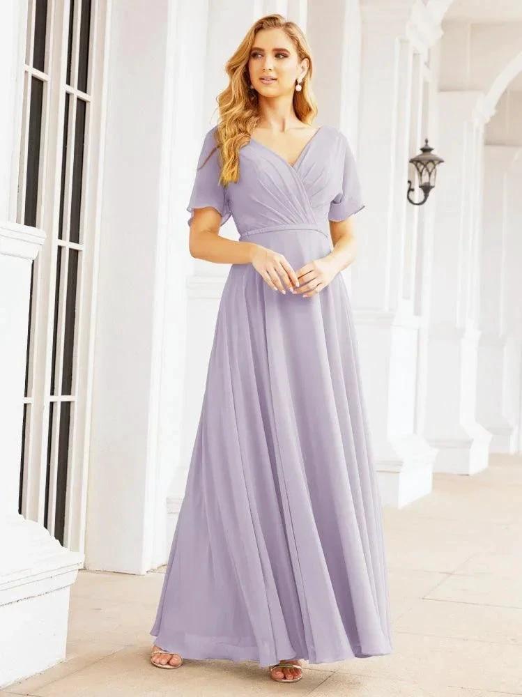 Numbersea Formal Prom Gowns for Mother of The Bride Short Sleeves Bridesmaid Dress 28049 by numbersea