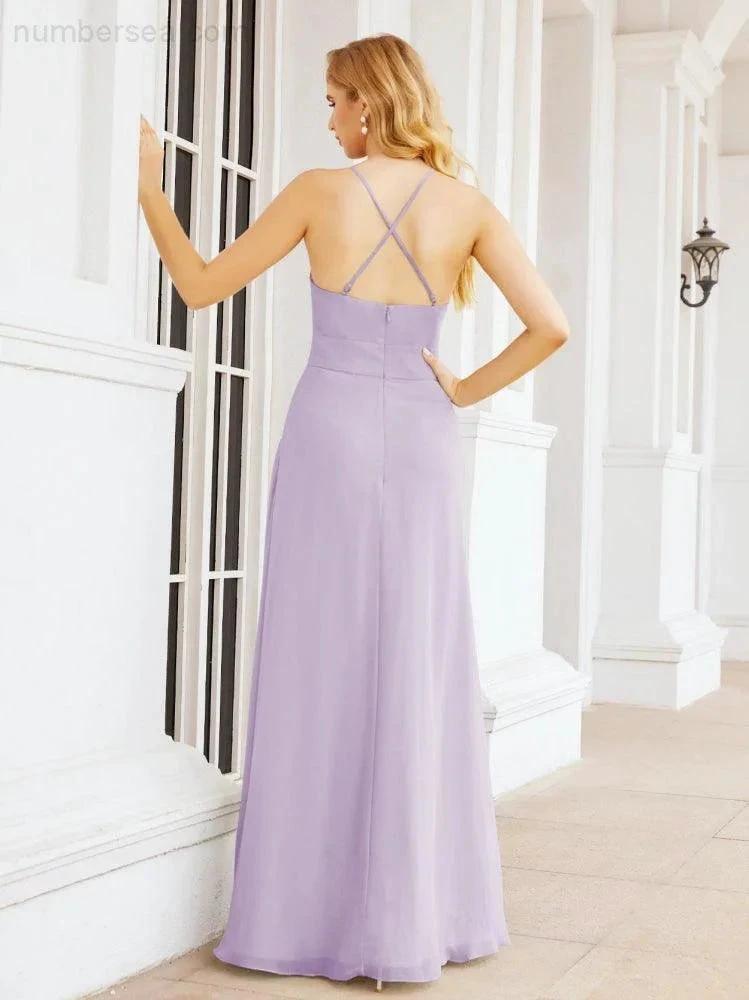 ZapDress Halter Bridesmaid Dresses with Pockets Sleeveless Formal Evening Party Prom Gowns  28055 (ZD17039)