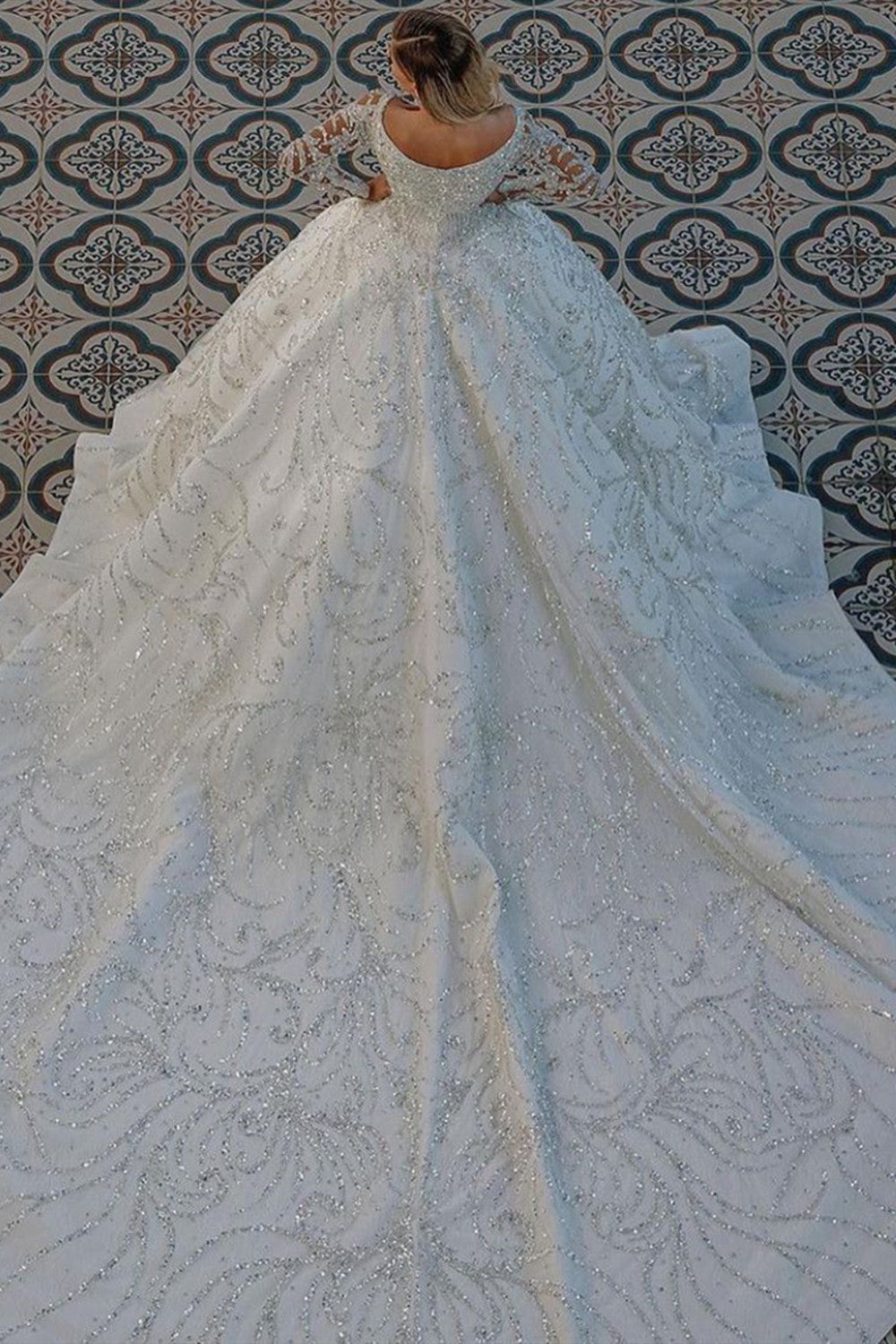 Bmbridal Long Sleeve Ball Gown Wedding Dress With Beads (ZD17404)