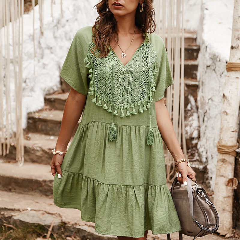 Good Karma Cotton Tiered Babydoll Tunic Sage
