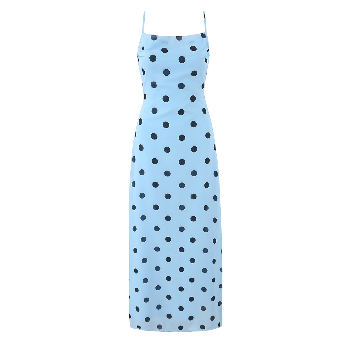 Gentle Graceful Pink Polka Dot Brace Dress Women Vintage Backless Lace up Design Tight Waist Maxi Dress