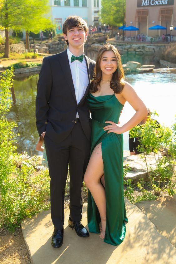 Dark Green Silk Prom Dress,Senior Prom Gown