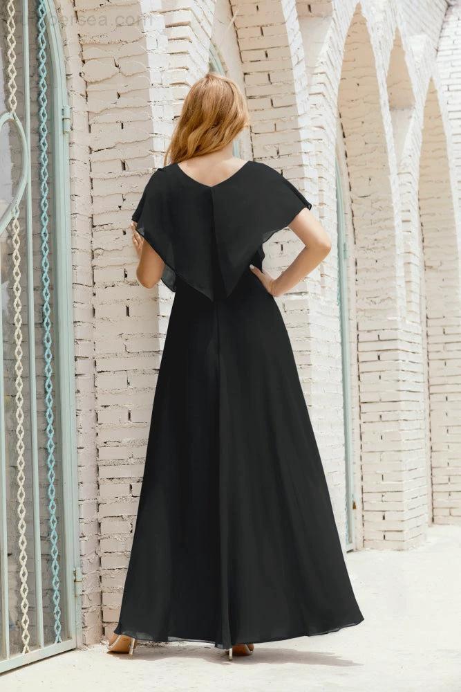 Zapdress Mother of The Bride Dresses Plus Size V-Neck Floor Length Formal Prom Dress for Wedding Guest 28020 (ZD17058)