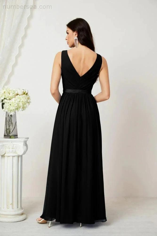 Women's Chiffon Long Bridesmaid Dresses A line Sleeveless Formal Prom Gown for Evening Party Homecoming Dresses 2808 (ZD16947)