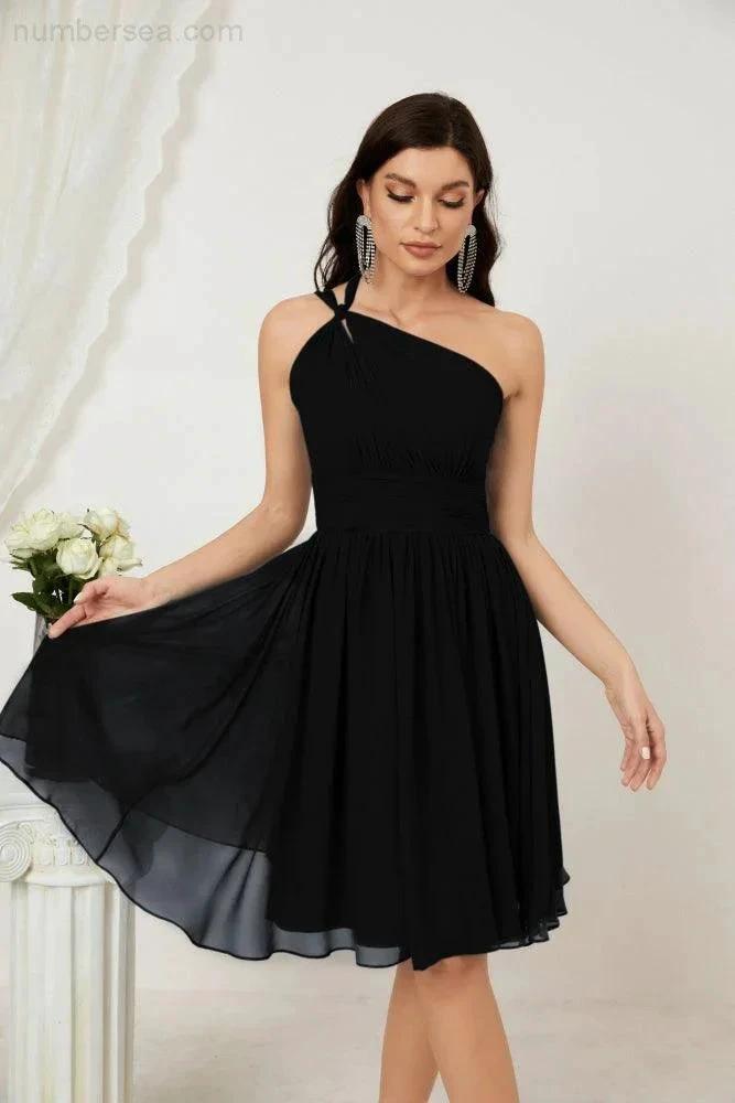 ZapDress Women Chiffon Short One Shoulder Bridesmaid Dress Formal Dresses for Party Homecoming  2804 (ZD16948)
