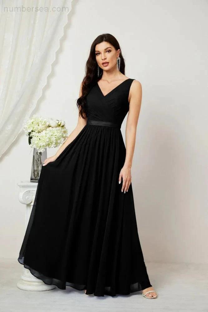 Women's Chiffon Long Bridesmaid Dresses A line Sleeveless Formal Prom Gown for Evening Party Homecoming Dresses 2808 (ZD16947)