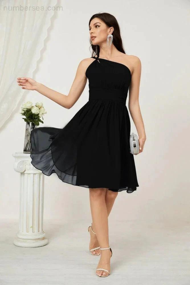 ZapDress Women Chiffon Short One Shoulder Bridesmaid Dress Formal Dresses for Party Homecoming  2804 (ZD16948)