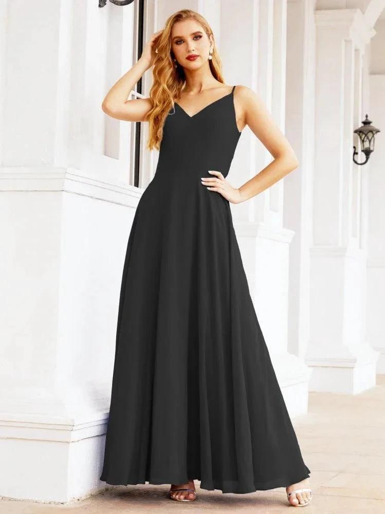 Numbersea Spaghetti Strap Bridesmaid Dresses V Neck Butterfly Back Fromal Evening Party Prom Gown 28036 by numbersea