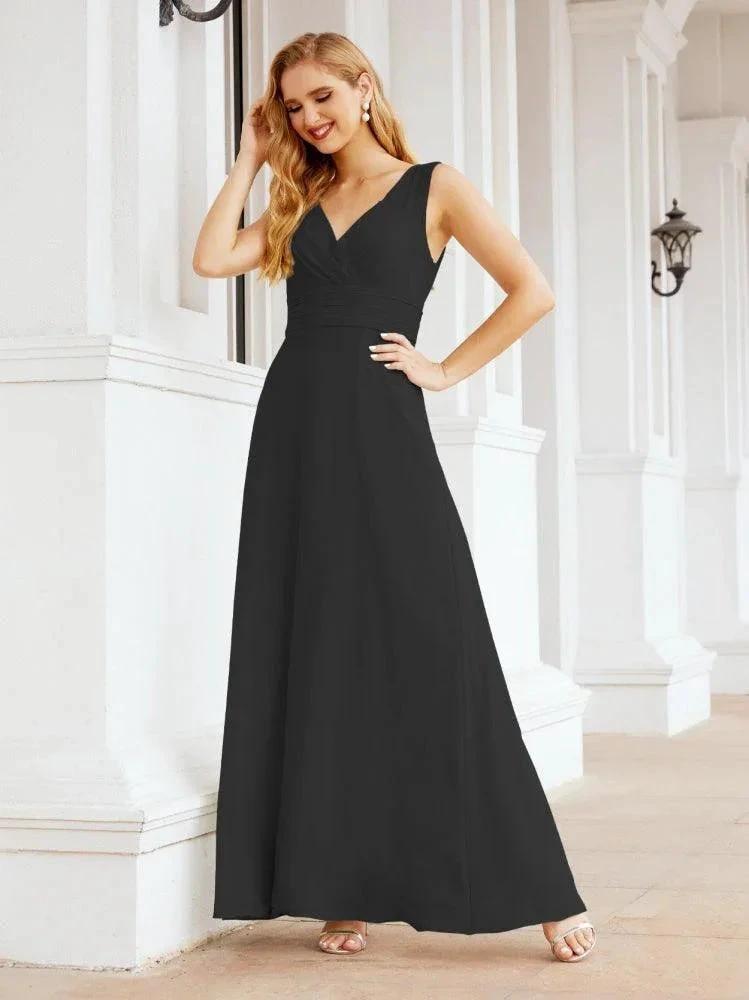 Formal Prom Gown Elegant V-Neck Sleeveless Bridesmaid Dresses for Wedding Party 28037 by numbersea