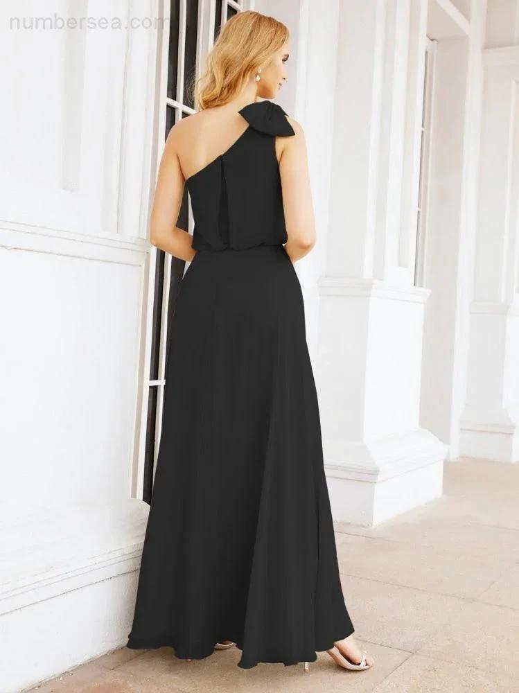 ZapDress Chiffon Ruffled One Shoulder Sleeveless Long Bride Dresses A-line Formal Evening Gown Side Split 28057 (ZD17041)