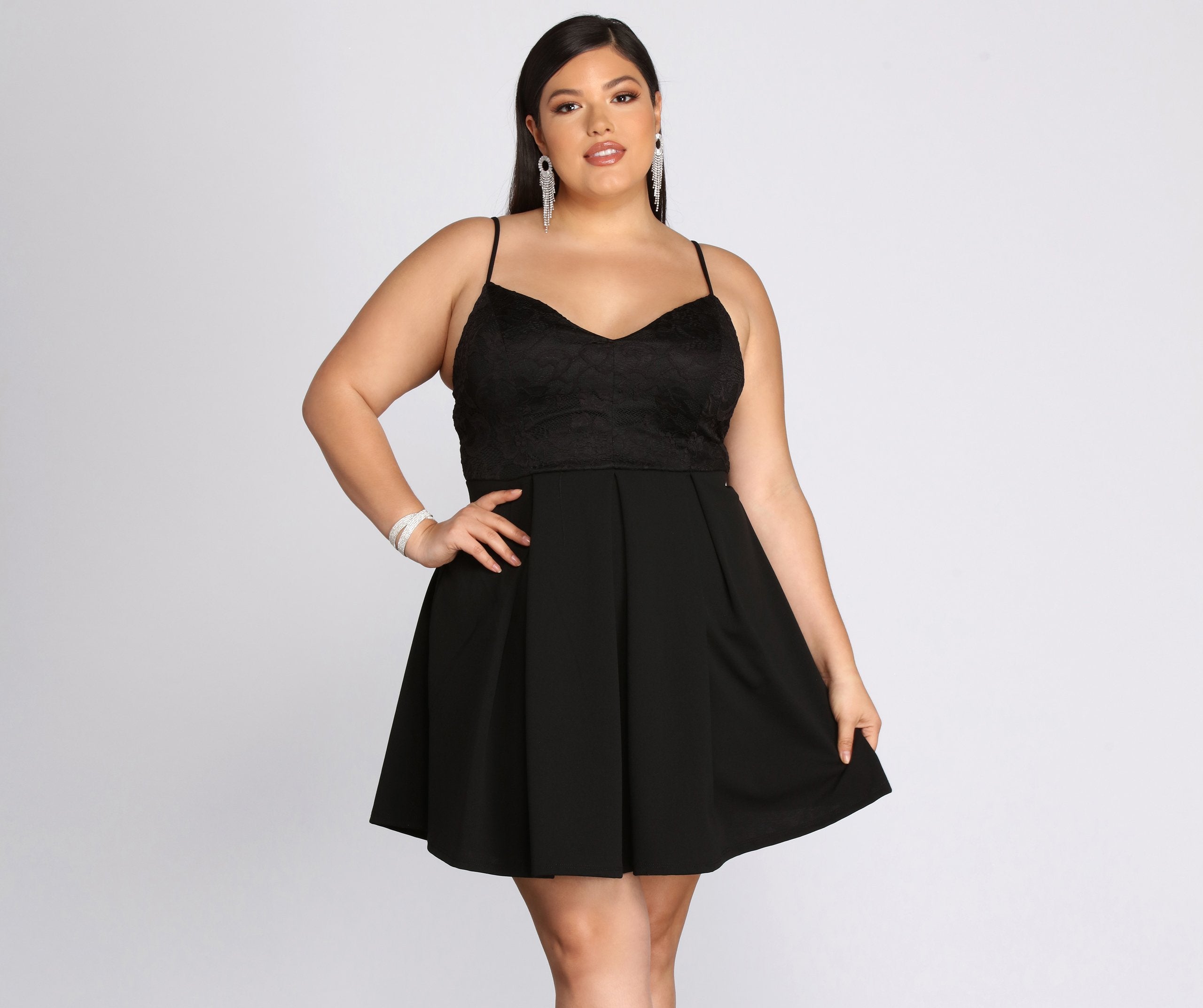 Plus Lace Appeal Skater Dress - Fashionpara