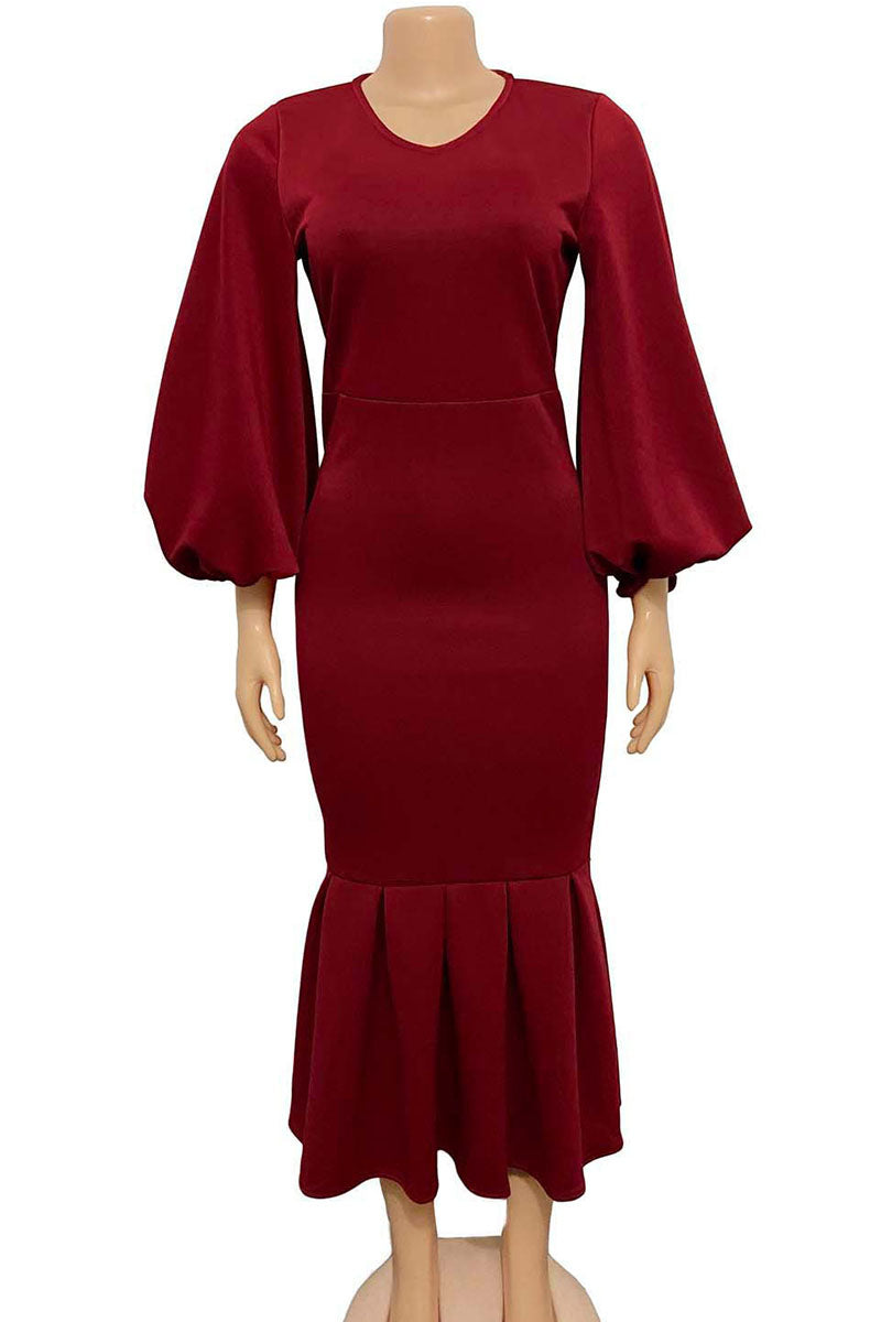 Elegant Solid Patchwork V Neck Evening Dress Dresses(4 Colors)) - View 6 | VelvetHem