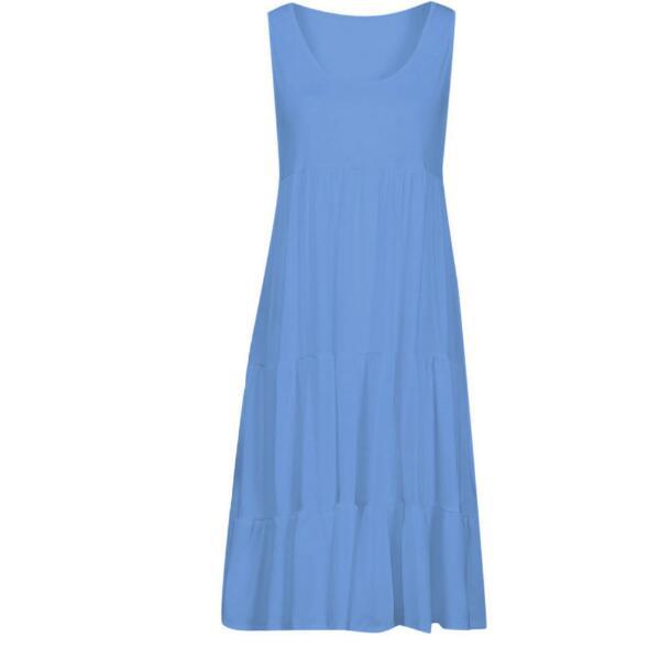 Teagan Cotton Tiered Babydoll Dress Blue