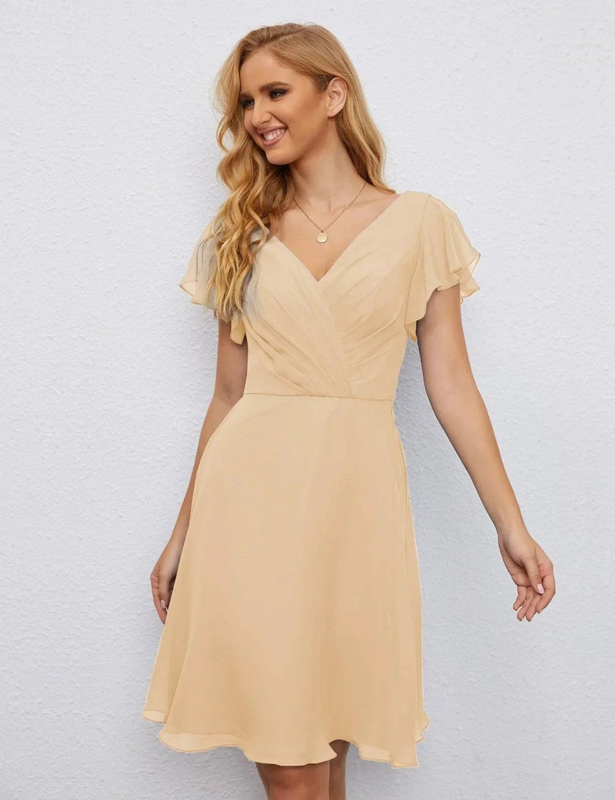 ZapDress U Back Homecoming Dress Formal Prom Dress Knee Length Short Sleeves Cocktail Party Dress 28077 (ZD16953)