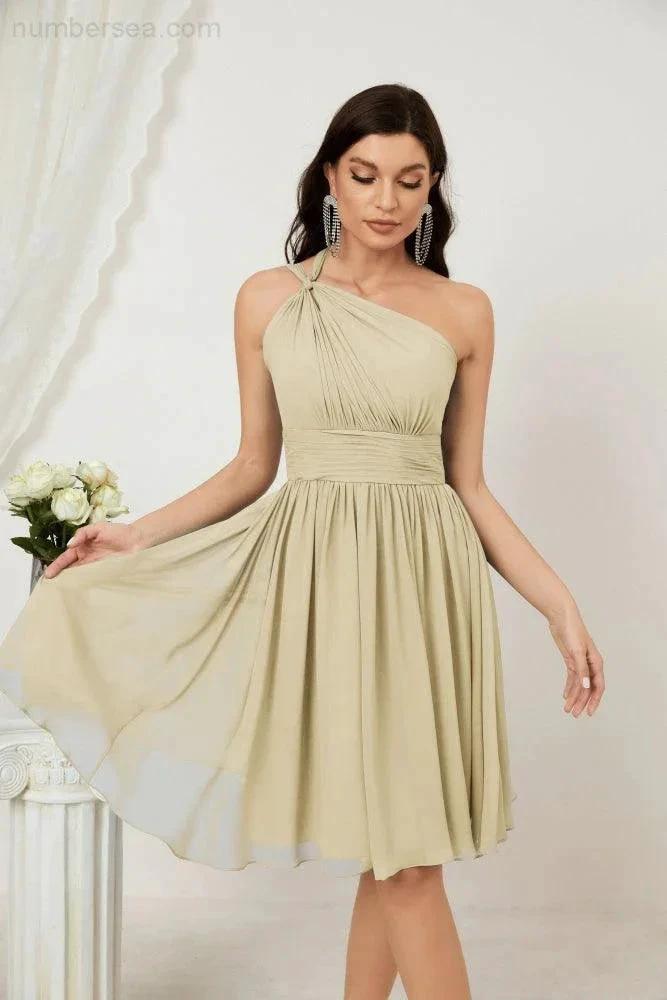 ZapDress Women Chiffon Short One Shoulder Bridesmaid Dress Formal Dresses for Party Homecoming  2804 (ZD16948)