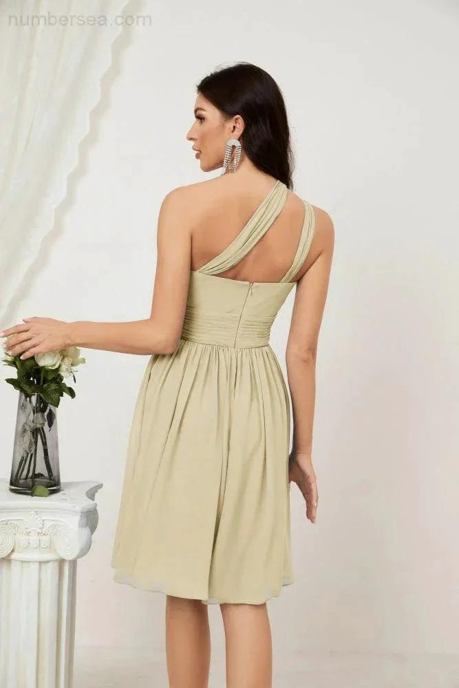 ZapDress Women Chiffon Short One Shoulder Bridesmaid Dress Formal Dresses for Party Homecoming  2804 (ZD16948)
